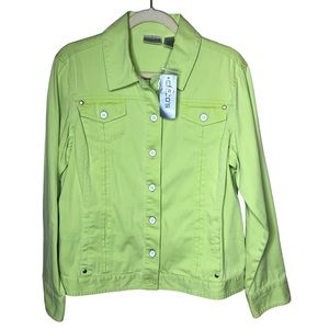 NEW Chico’s Coastal Cotton Jilena Jacket Size Large 12 Lime Green Lightweight